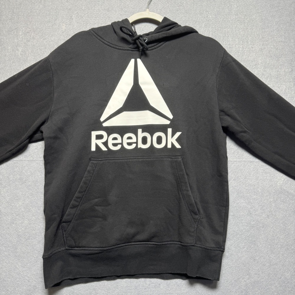 Reebok Black Hoodie Sweatshirt Mens‎ S/CH/P Big Logo Pullover